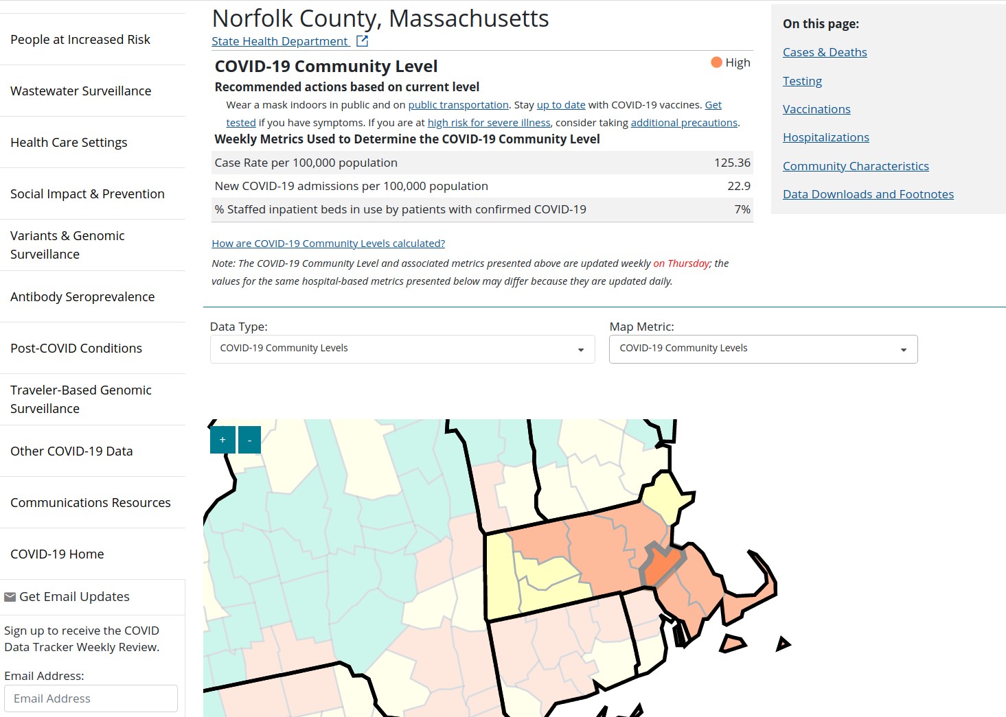 Initial view of Norfolk Co. MA, 7 Jan 2023